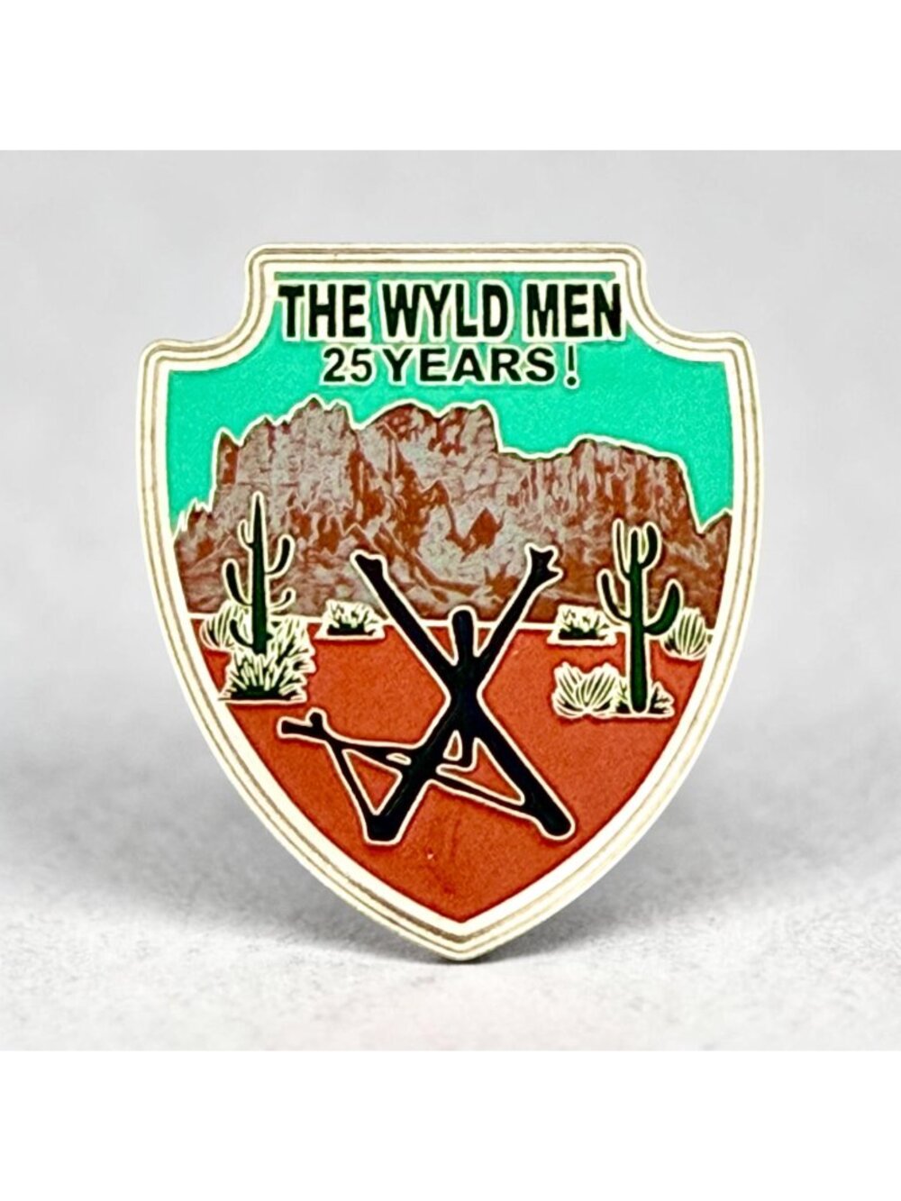 Rare Large Wyld Men 25 Years Shield Shaped Lapel PIn by SteelBerry